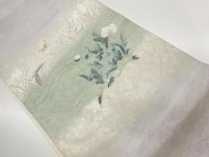 引箔草花・蝶模様織出し袋帯